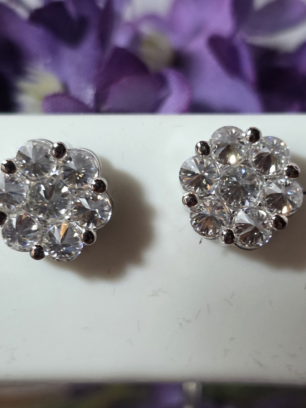 925.5 Sterling Silver Classic Clear Moissanite Cluster Stud Earrings